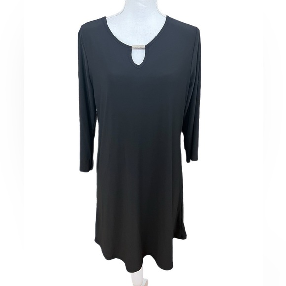 New Directions Women Black Dress Midi Size Medium 3/4 Sleeve. Pull On - Picture 1 of 4